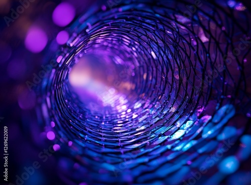 Wallpaper Mural Abstract purple and blue tunnel, vibrant bokeh background, futuristic, interior view Torontodigital.ca