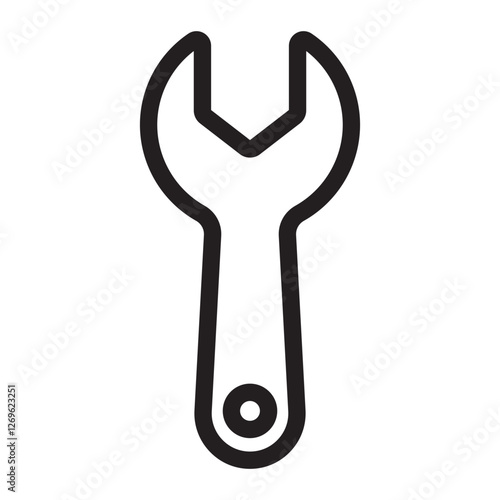 Wrench icon, repair and maintenance symbol, black and white vector illustration isolated on white background.