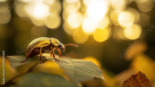 Shimmering Golden Tortoise Beetle Under Bright Natural Light photo