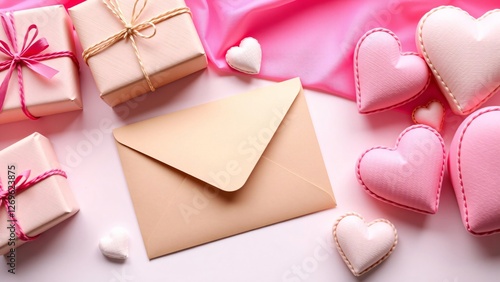 Wallpaper Mural Romantic Valentine's Day Gifts, Envelope, and Hearts Torontodigital.ca