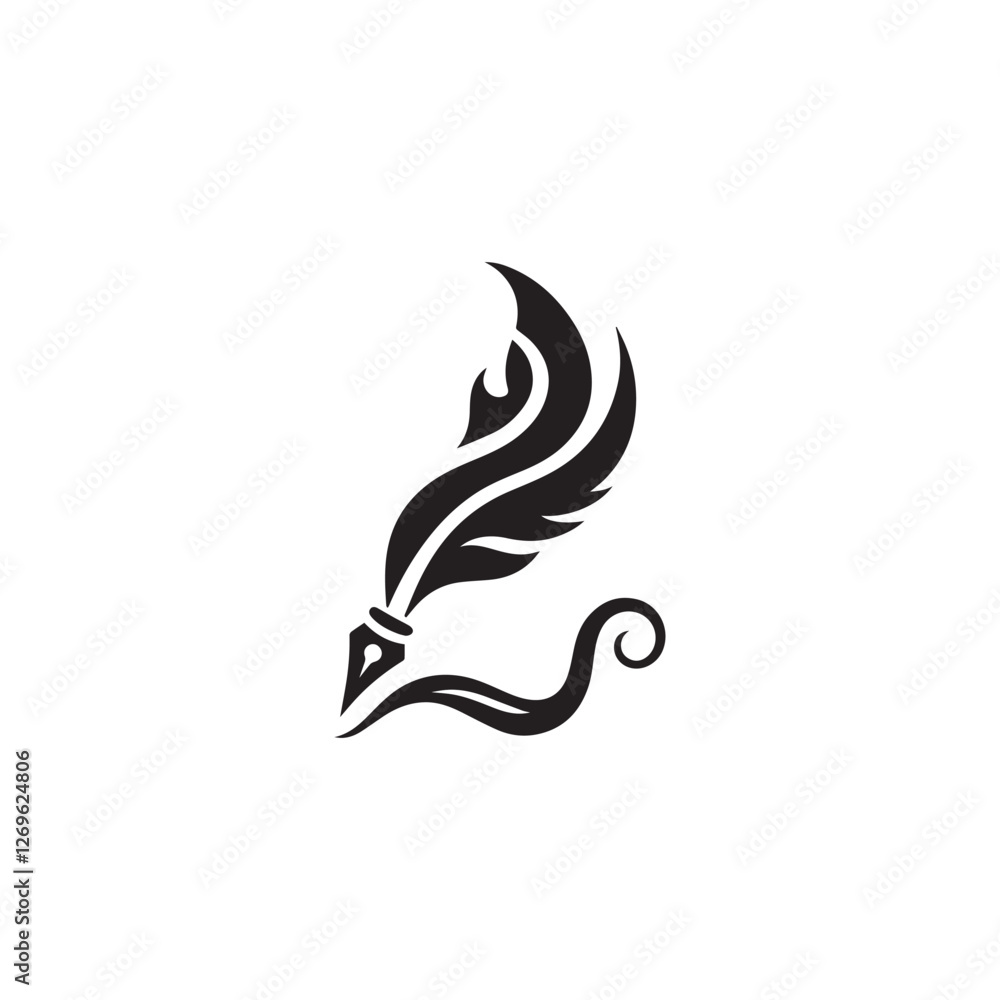 Obraz premium feather pen vector illustration silhouette
