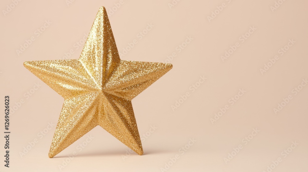 Shining golden star decoration studio image minimalist front view celebration concept Shining golden star decoration studio image minimalist front view celebration concept