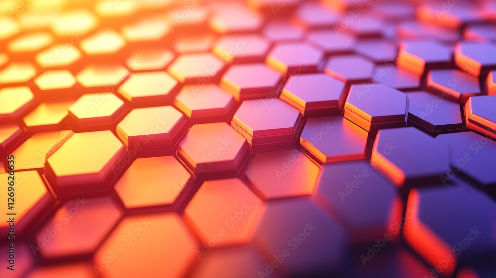 Colorful hexagonal pattern background with glowing light effects Colorful hexagonal pattern background with glowing light effects