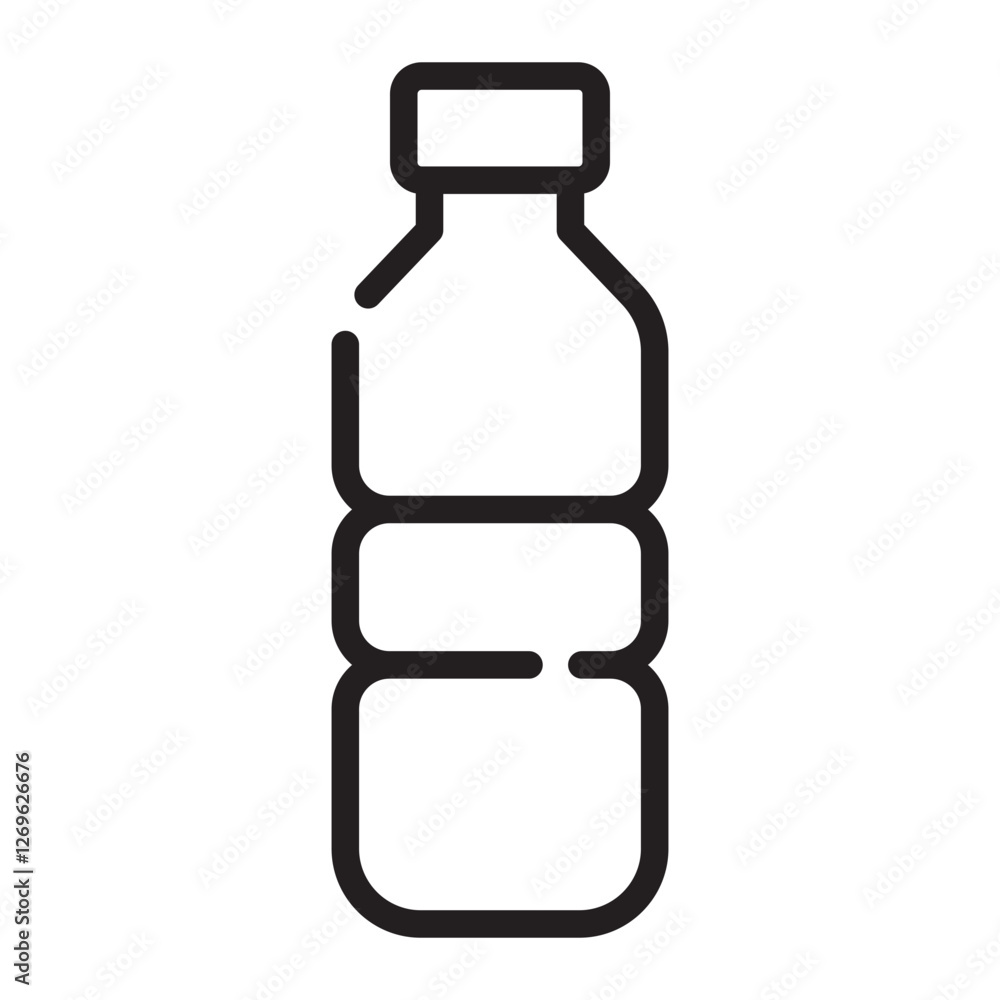 Plastic water bottle outline icon, hydration and beverage packaging symbol, black and white vector illustration isolated on white background. Plastic water bottle outline icon, hydration and beverage packaging symbol, black and white vector illustration isolated on white background.