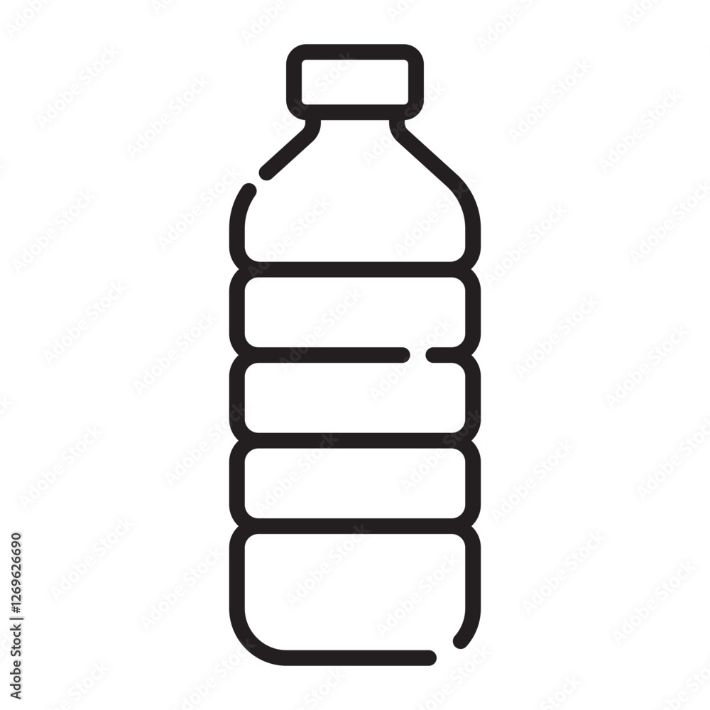 Plastic water bottle outline icon, hydration and beverage packaging symbol, black and white vector illustration isolated on white background. Plastic water bottle outline icon, hydration and beverage packaging symbol, black and white vector illustration isolated on white background.