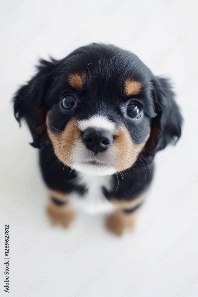 Black and Brown Puppy Looking Up Black and Brown Puppy Looking Up