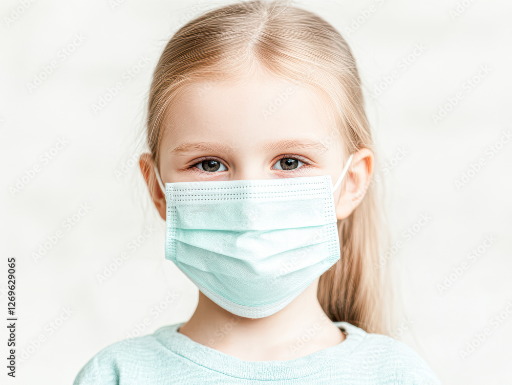 Child portrait in face mask promoting health awareness in calm environment Child portrait in face mask promoting health awareness in calm environment