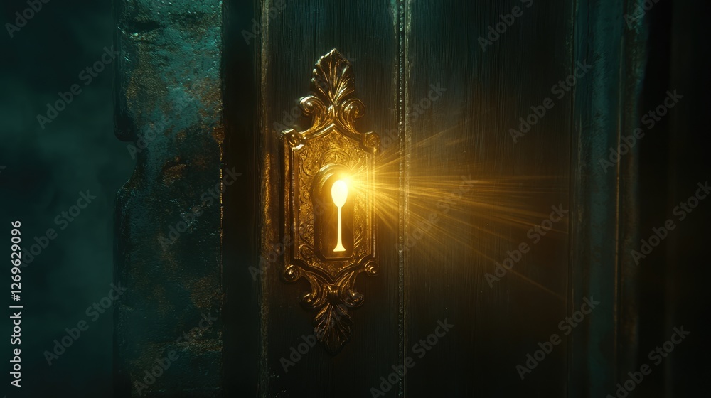 custom made wallpaper toronto digitalA close-up of a vintage door lock, illuminated by a warm light, suggesting mystery and intrigue.