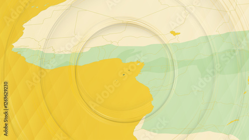 Abstract Map of Sao Tome and Principe and Surrounding Regions with Circular Patterns.