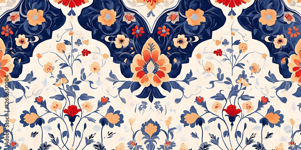Intricate floral ornament pattern featuring ornate flowers and leaves in a regal design style. Perfect for unique projects. Intricate floral ornament pattern featuring ornate flowers and leaves in a regal design style. Perfect for unique projects.