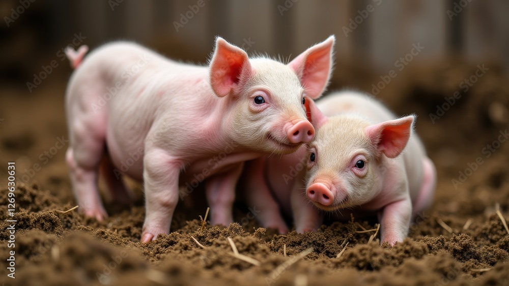 Piglets nursing, Farmyard nursing piglets softness no blur realistic. Piglets nursing, Farmyard nursing piglets softness no blur realistic.