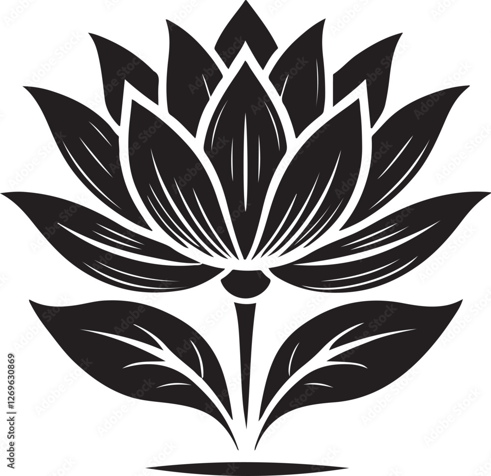 Continuous line drawing of lotus flower. One line drawing background. Vector illustration Continuous line drawing of lotus flower. One line drawing background. Vector illustration