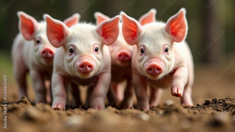 Piglets nursing, Stable energetic piglets texture movement no blur photorealistic. Piglets nursing, Stable energetic piglets texture movement no blur photorealistic.