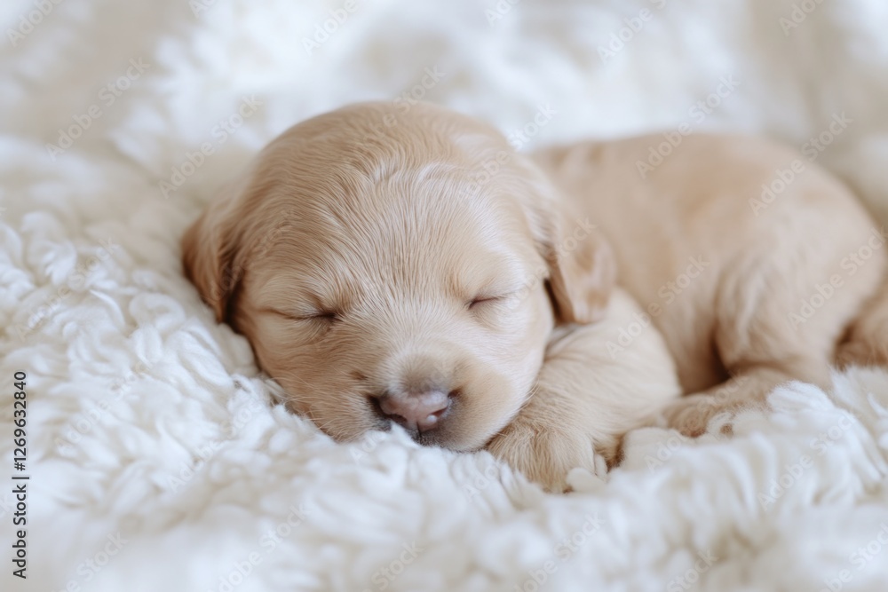 Puppy Sleeping on White Blanket Puppy Sleeping on White Blanket
