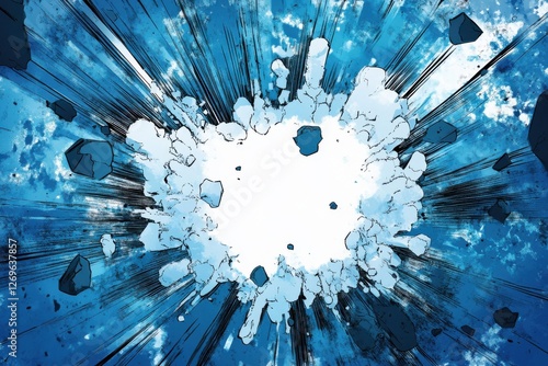 Comic book explosion with vibrant text elements for dynamic storytelling and impactful visuals