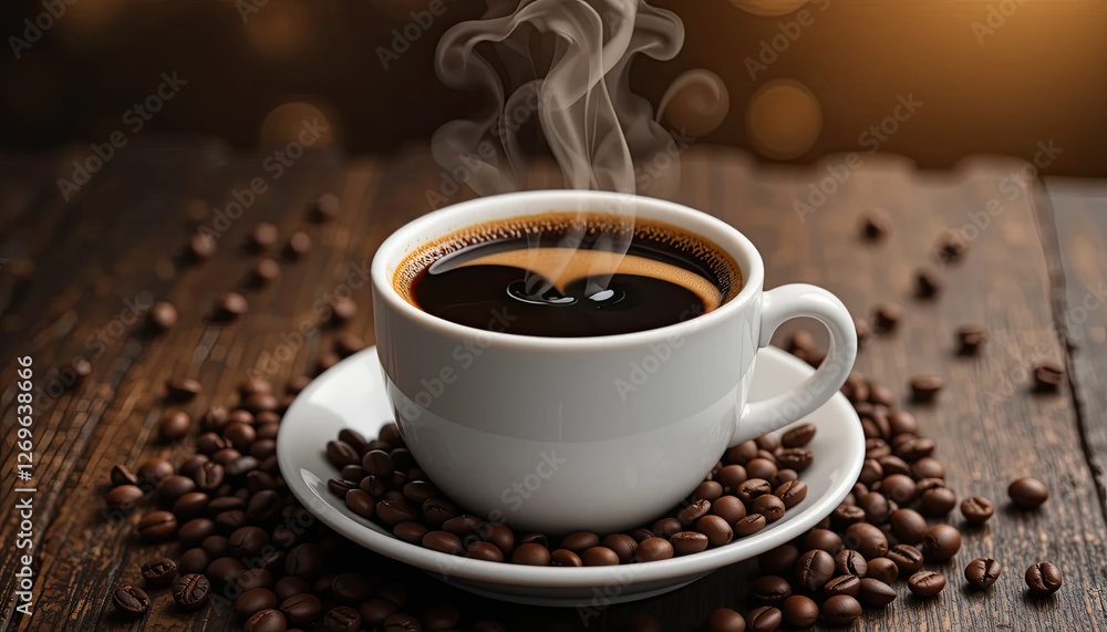 cup of coffee with beans cup of coffee with beans