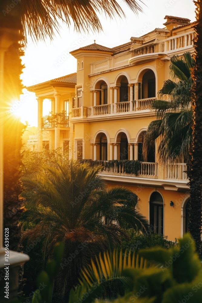Building with Balconies and Palm Trees Building with Balconies and Palm Trees