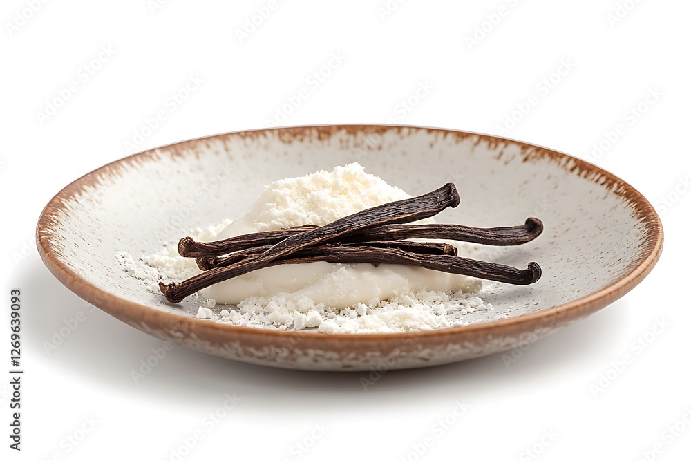 Fototapeta premium Black ceramic bowl isolated on white background. Top view. Copy space.