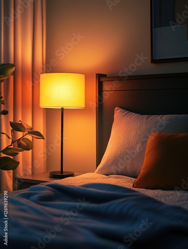 Bedroom with Bed and Lamp