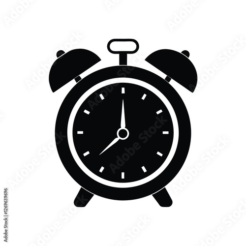 Alarm clock silhouette, timer icon vector