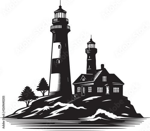 lighthouse silhouette vector 