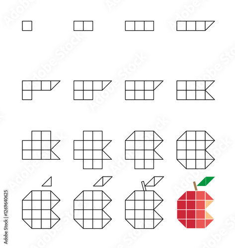 How to draw step by step? Worksheet easy guide to drawing cartoon. Developing kids skills for drawing and coloring.