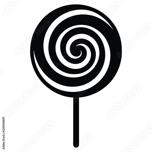 swirled lollipop candy silhouette vector, sweet lollipop isolated on white background