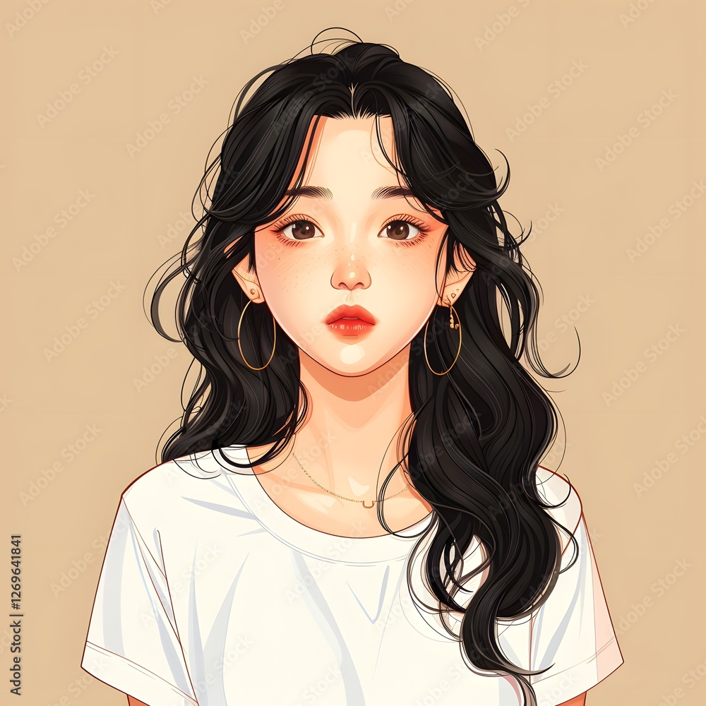 Captivating Young Asian Woman with Elegant Makeup and Hairstyle