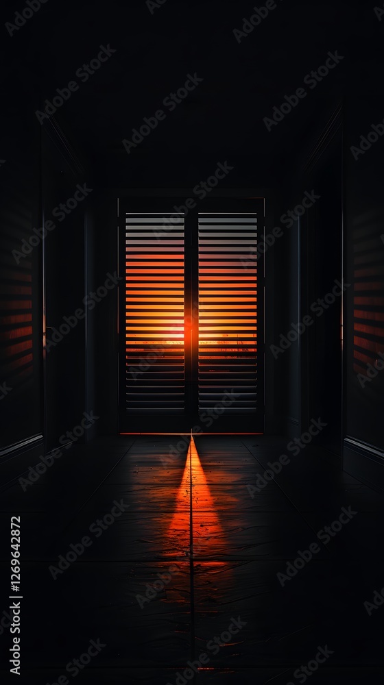 Dramatic Interplay of Light and Shadow Through Window Shutters