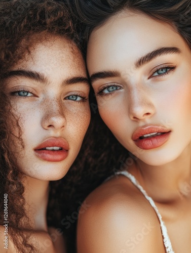 Two women with freckles posing
