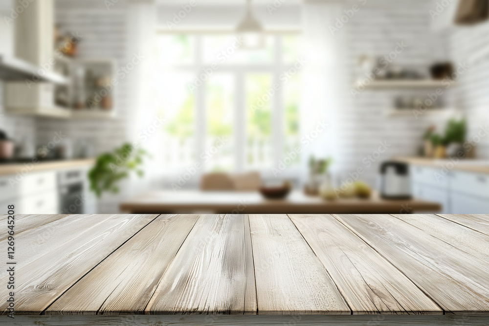Empty wooden table with the bright interior of kitchen, blurred background, bokeh golden sunshin. Empty wooden table with the bright interior of kitchen, blurred background, bokeh golden sunshin.