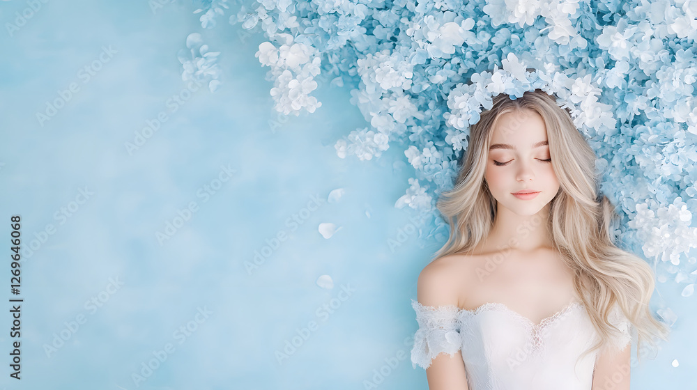 Baby Blue Pastel Toile with Beautiful Long-Haired Girl in the Center
Baby Blue Pastel Toile with Beautiful Long-Haired Girl in the Center