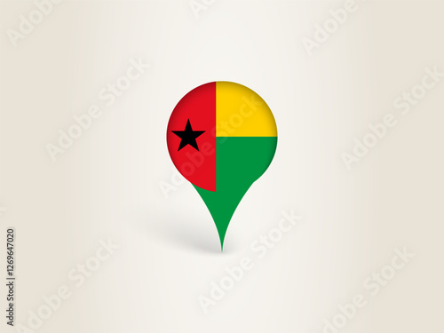 Pin Icon with Guinea-Bissau National Flag.