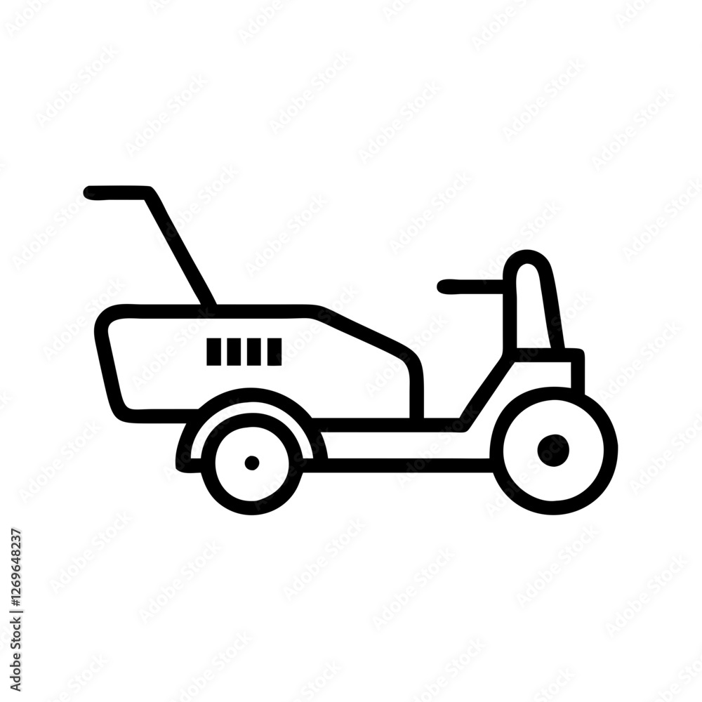 Lawn Mower icon with clean lines, landscape maintenance concept Lawn Mower icon with clean lines, landscape maintenance concept