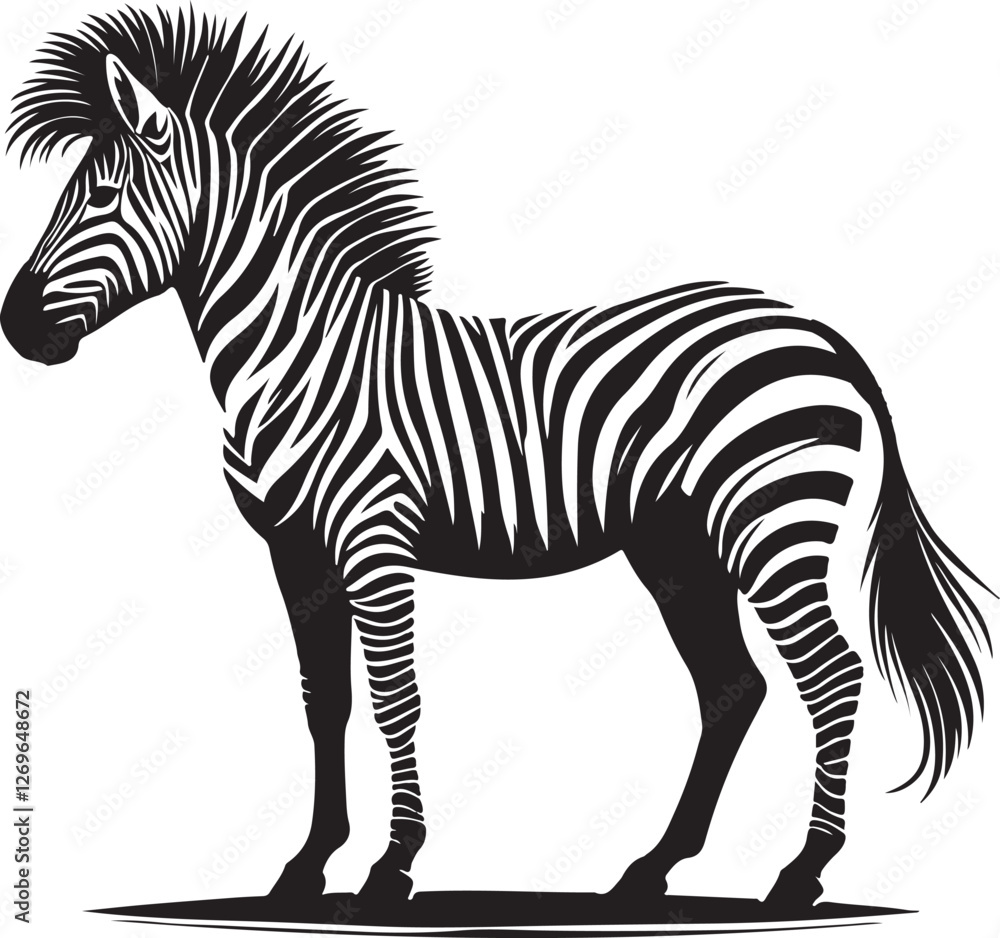Obraz premium zebra and horse silhouette on white background