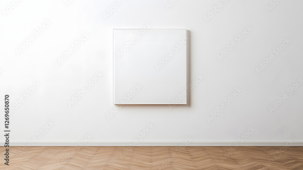 Minimalist White Background with a Square Transparent Frame on the Wall
Minimalist White Background with a Square Transparent Frame on the Wall