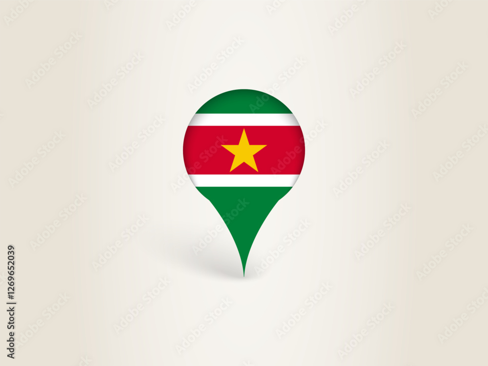 Pin Icon with Suriname National Flag. Pin Icon with Suriname National Flag.