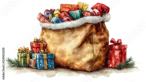 Wallpaper Mural A festive bag filled with colorful presents, evoking holiday cheer and celebration. Torontodigital.ca