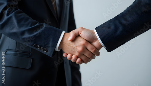 Close-up of Business Professionals Shaking Hands in Formal Attire for Partnership Agreement photo