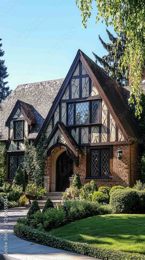 Charming Tudor Revival Home with Intricate Woodwork and Landscaping Charming Tudor Revival Home with Intricate Woodwork and Landscaping