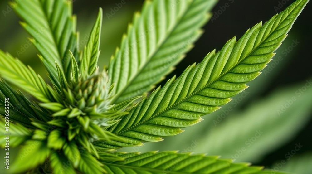 Vibrant Green Cannabis Plant Close Up Detailed Image Vibrant Green Cannabis Plant Close Up Detailed Image