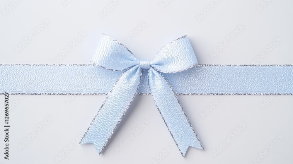 Gift-wrapping celebration with blue bow home decorative imagery clean background close-up festive concept Gift-wrapping celebration with blue bow home decorative imagery clean background close-up festive concept