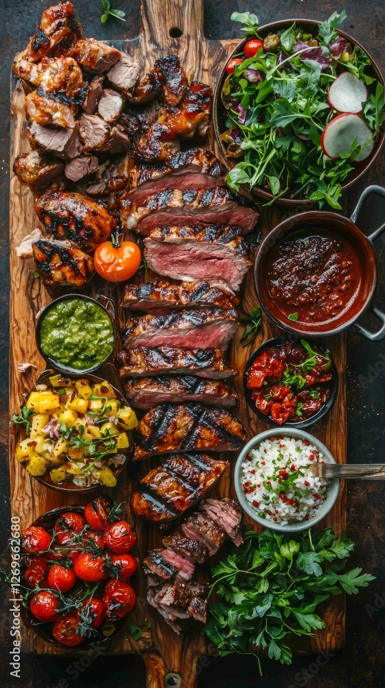 Assorted Grilled Meats with Fresh Ingredients and Garnishes Assorted Grilled Meats with Fresh Ingredients and Garnishes