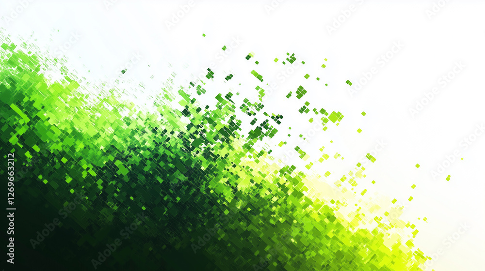 Green colored flat digital pixel art modern design isolated on white Green colored flat digital pixel art modern design isolated on white