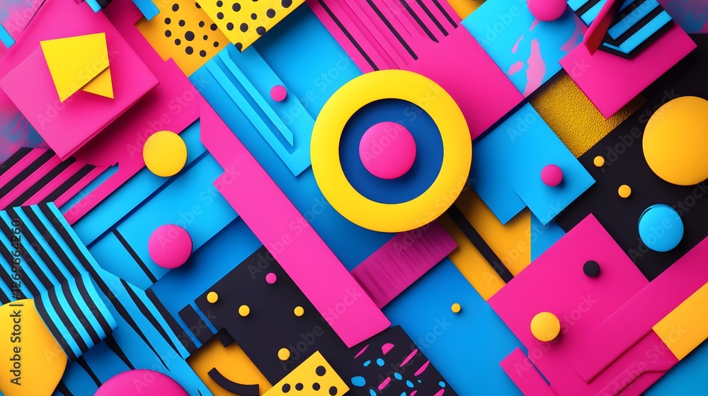 Vibrant abstract composition featuring geometric shapes in bold colors, perfect for modern designs and creative projects. Vibrant abstract composition featuring geometric shapes in bold colors, perfect for modern designs and creative projects.