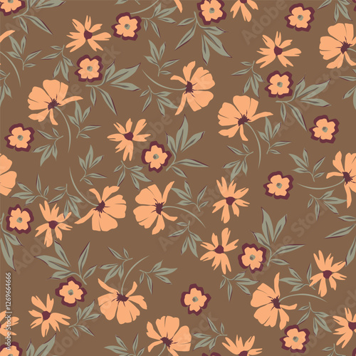 Vintage seamless floral pattern. Liberty style background of small pastel colorful flowers. Small flowers scattered over a white background. Stock vector for printing on surfaces