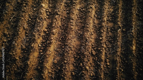 Close-Up of Rich Agricultural Land with Detailed Soil Patterns photo