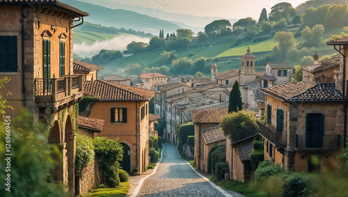 Fototapeta Naklejka Na Ścianę i Meble -  The stunning town of Sant'Agata de' Goti in the province of Benevento Italy, sunny summer day