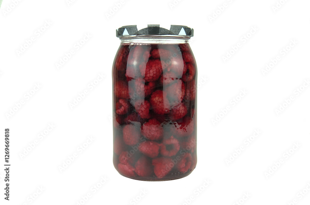 Kompot w słoiku z malin na zimę Kompot w słoiku z malin na zimę