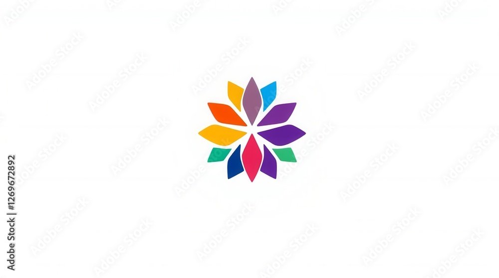 A colorful flower with a white background. The flower is made up of many different colors and is very vibrant A colorful flower with a white background. The flower is made up of many different colors and is very vibrant
